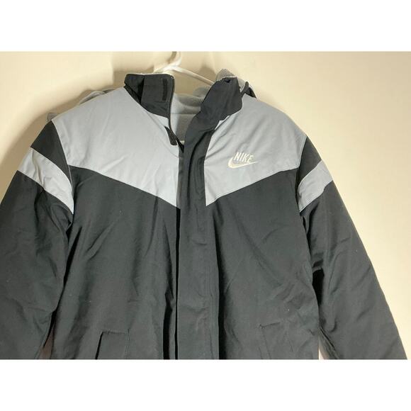 Vin Nike Swoosh Sportswear Reversible Black Gray Jacket Fleece Size L (14-16) - Picture 3 of 16